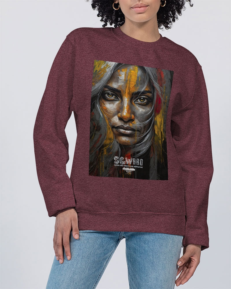 South Asian silver grey white hair sisters portrait Unisex Sweatshirt | Champion