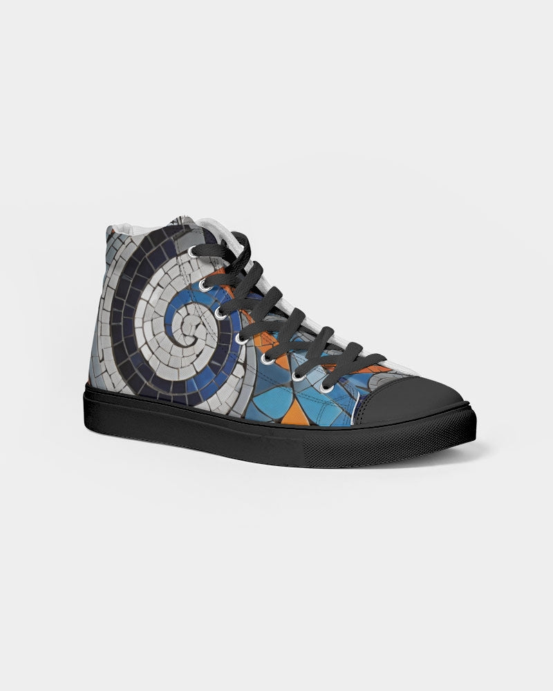 Beautiful Mosaic White Sister Women's Hightop Canvas Shoe - Black