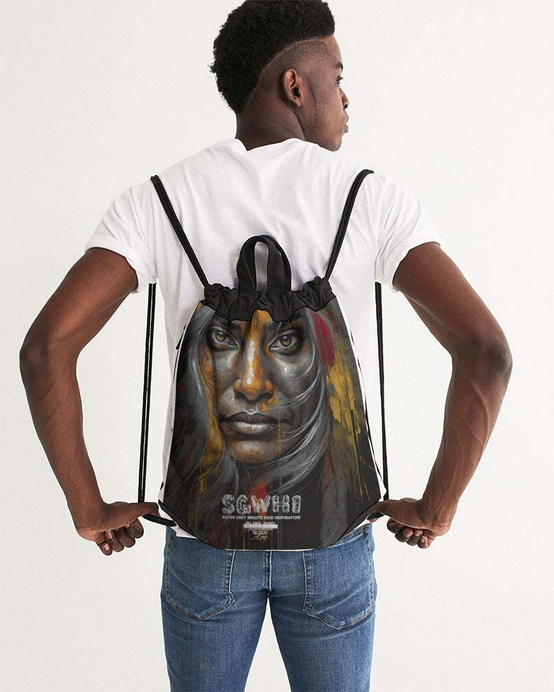 South Asian silver grey white hair sisters portrait Canvas Drawstring Bag