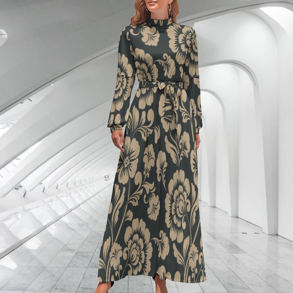 SGWHI Brown flower long dress