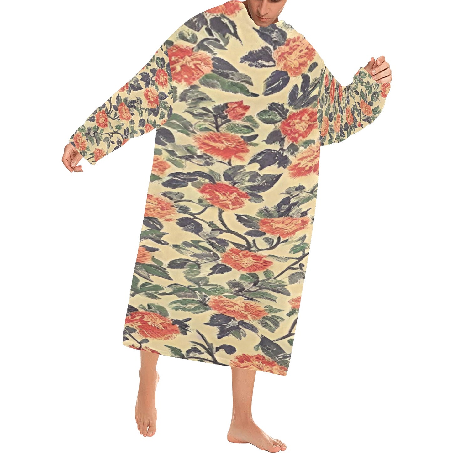 Blanket Robe with Sleeves for Adults