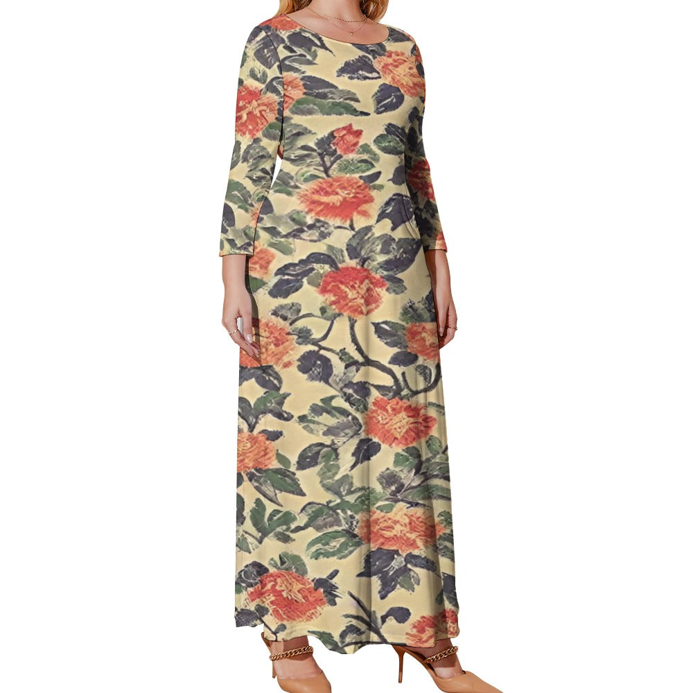 Plus Size Loose Crew Neck Long Sleeve Dress