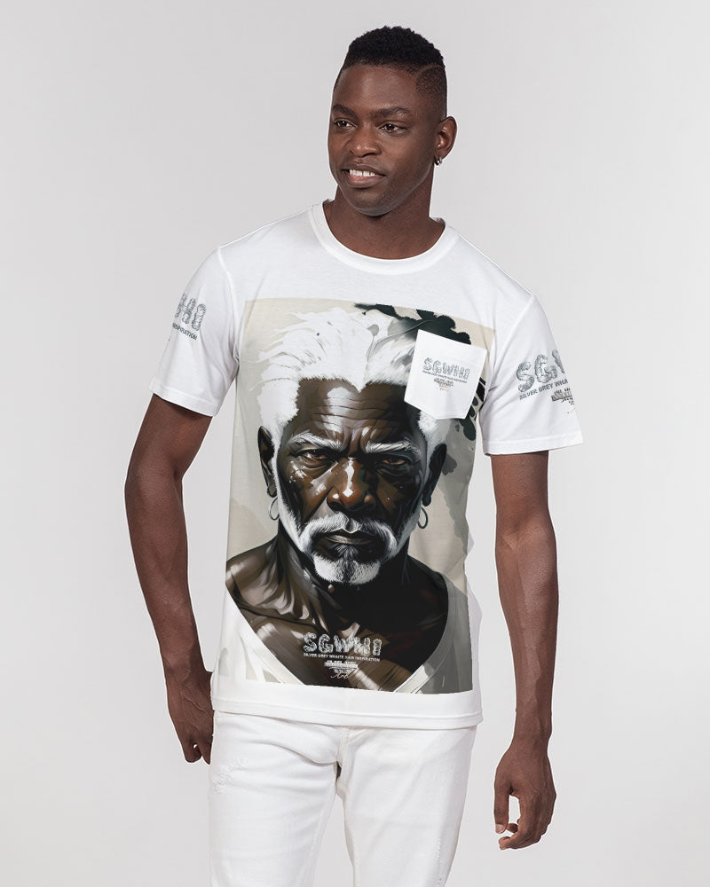 Black silver grey brother Men's All-Over Print Pocket Tee