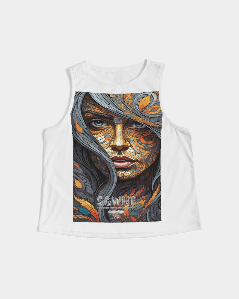 Beautiful Mosaic White Sister Women's All-Over Print Cropped Tank