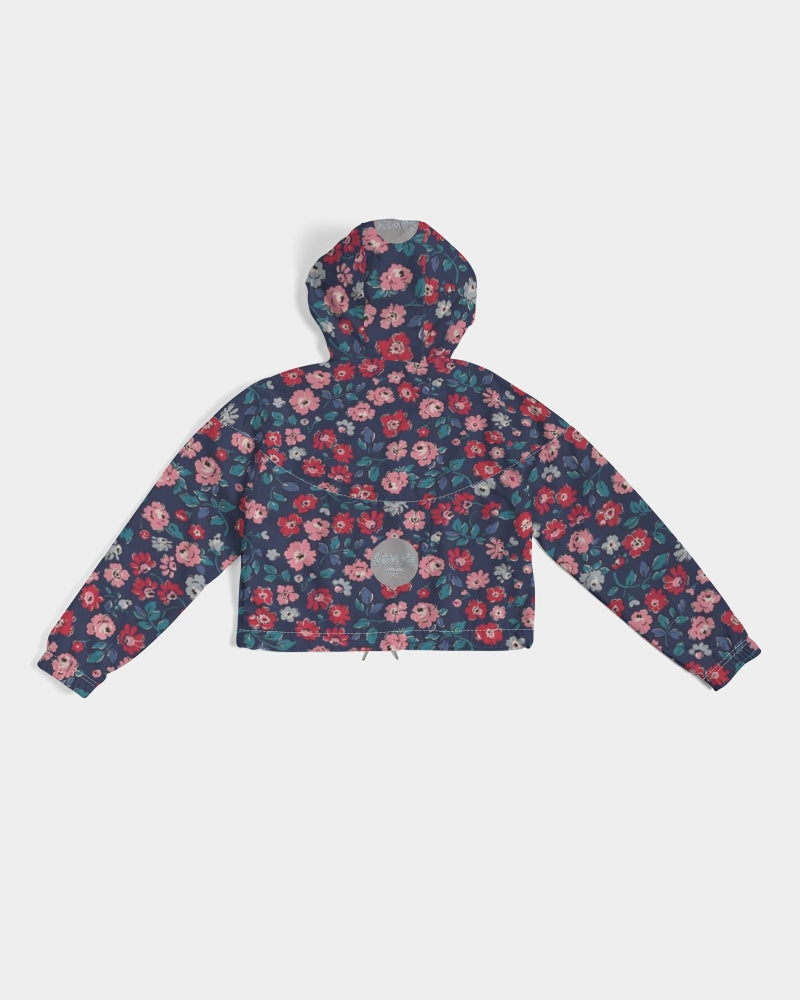 Midnight blue pretty glance. Women's All-Over Print Cropped Windbreaker