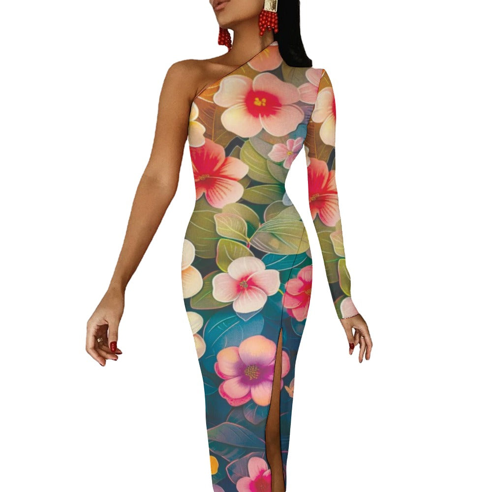 Half Sleeve Slit Dress