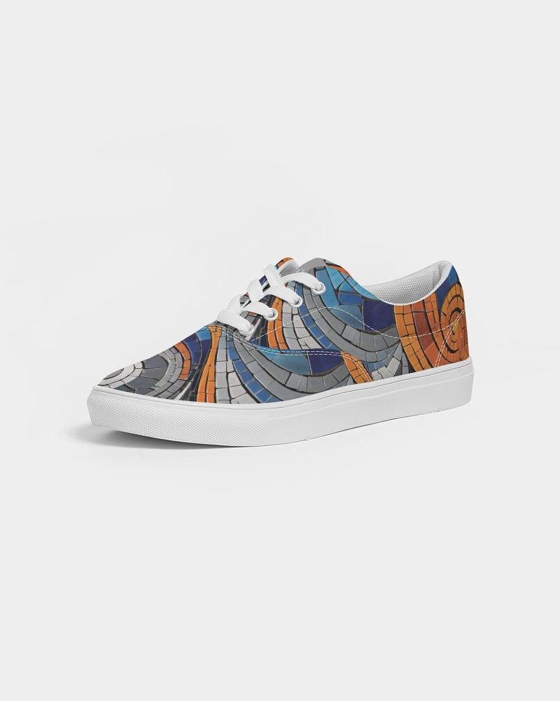 Beautiful Mosaic White Sister Women's Lace Up Canvas Shoe
