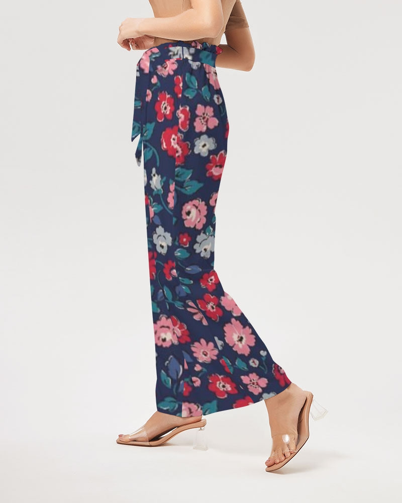 Midnight blue pretty glance. Women's All-Over Print High-Rise Wide Leg Pants