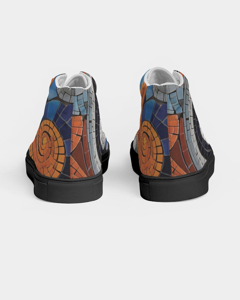 Beautiful Mosaic White Sister Women's Hightop Canvas Shoe - Black