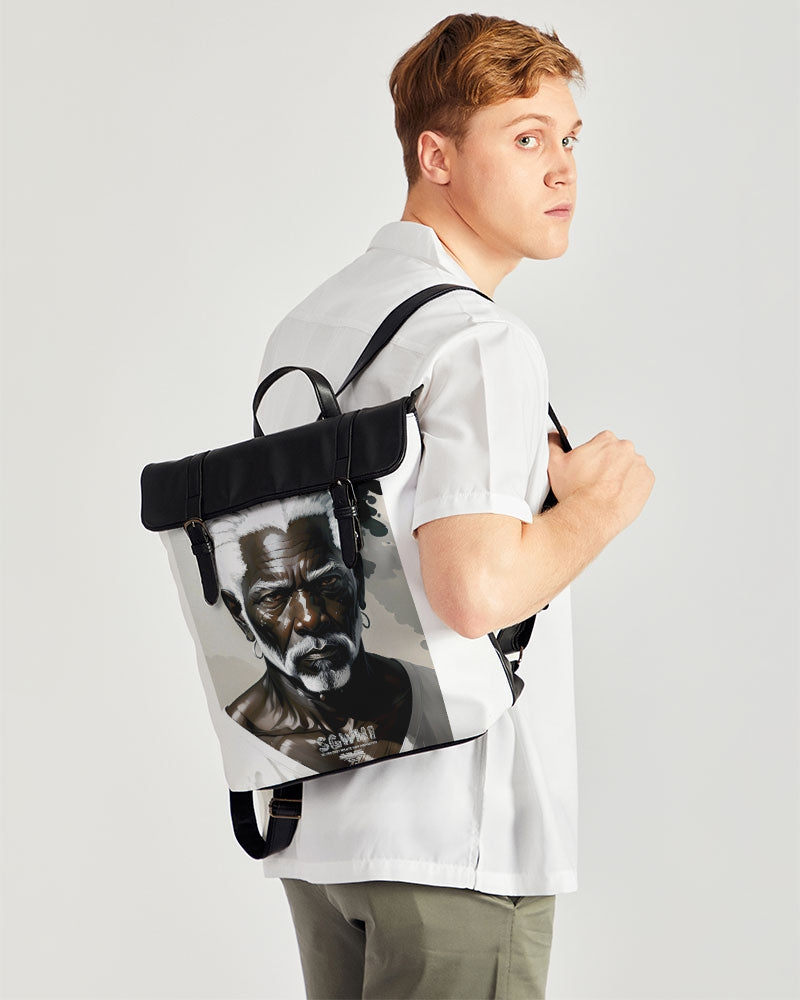 Black silver grey brother Casual Flap Backpack