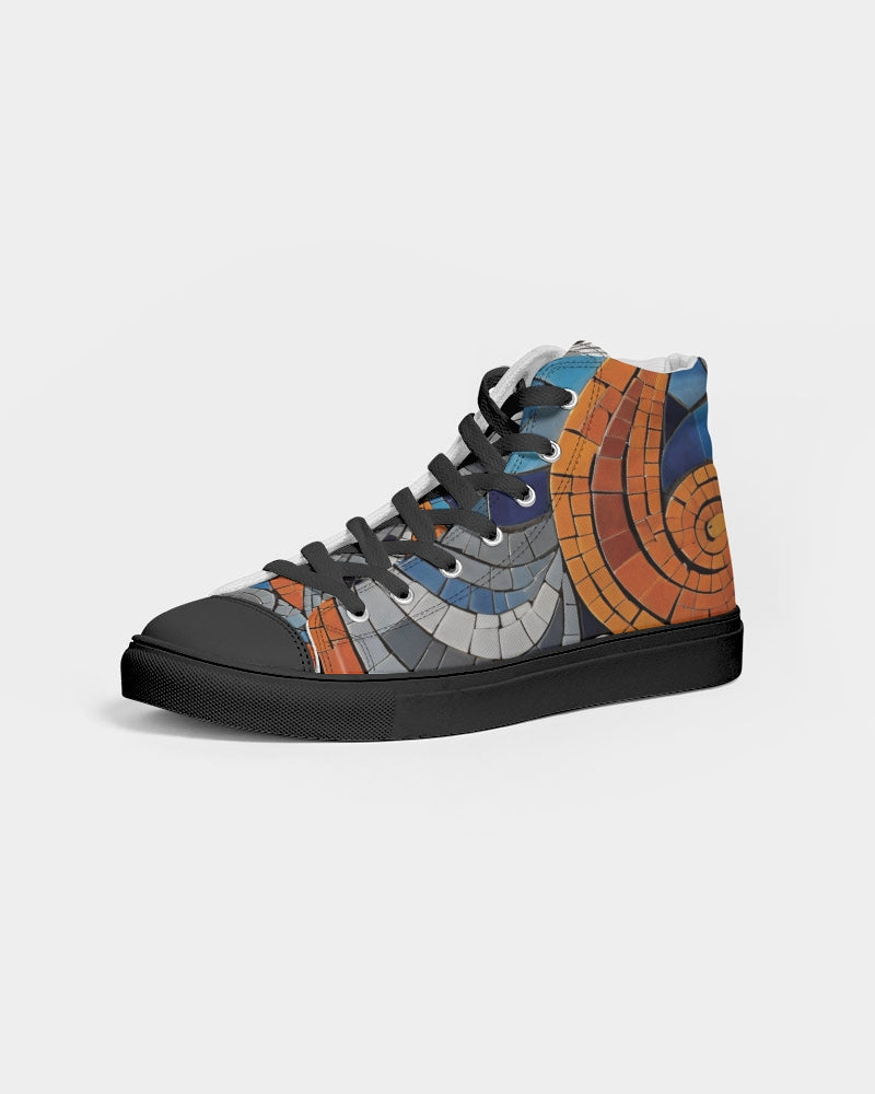 Beautiful Mosaic White Sister Women's Hightop Canvas Shoe - Black