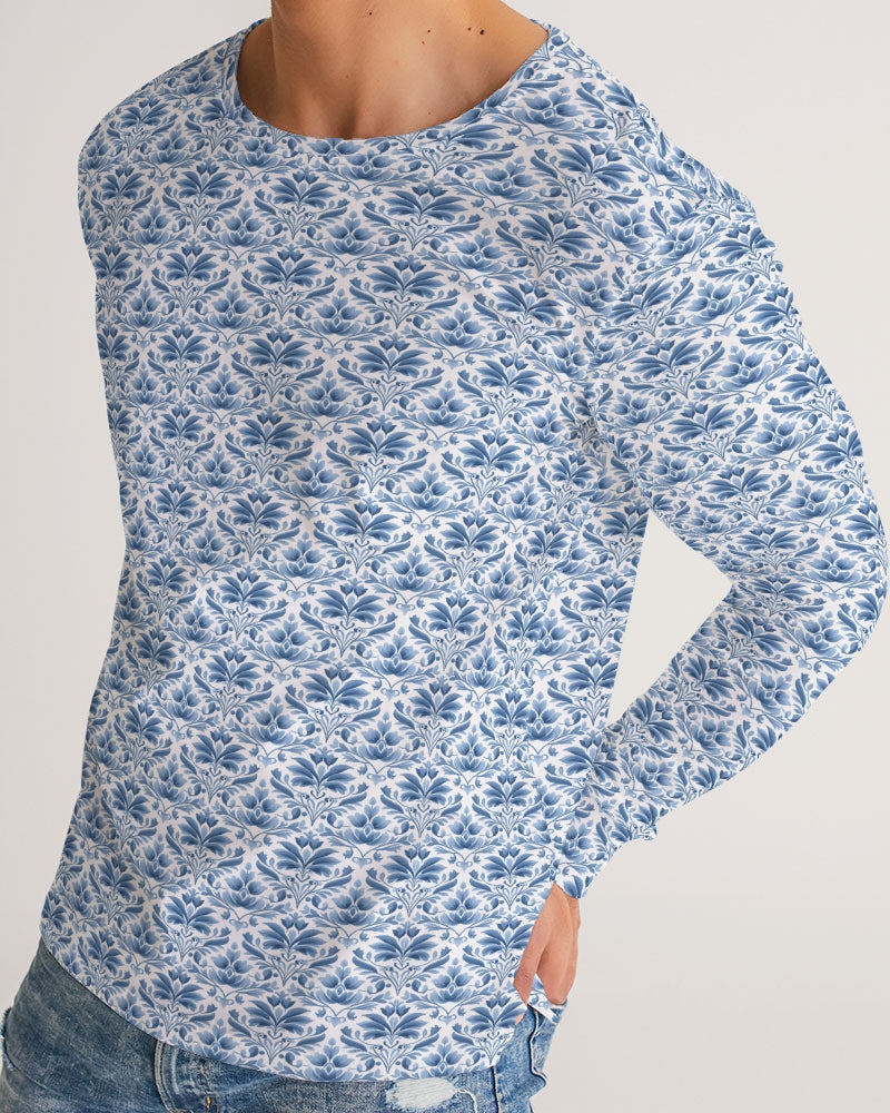 light blue Royal patten Men's All-Over Print Long Sleeve Tee