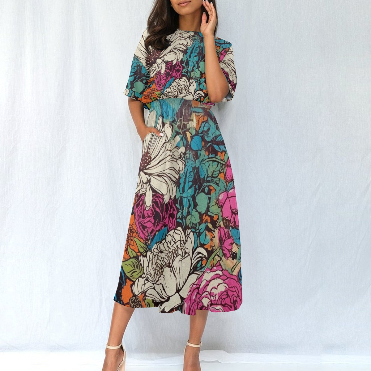 All-Over Print Women's Elastic Waist Dress