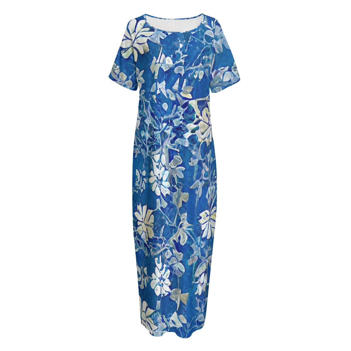 All-Over Print Women's Night Long Dress With Pocket