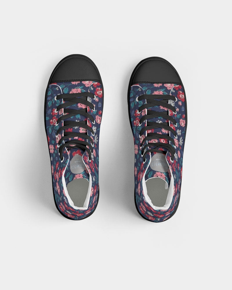 Midnight blue pretty glance. Women's Hightop Canvas Shoe - Black