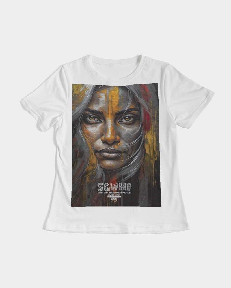 South Asian silver grey white hair sisters portrait Women's All-Over Print Tee