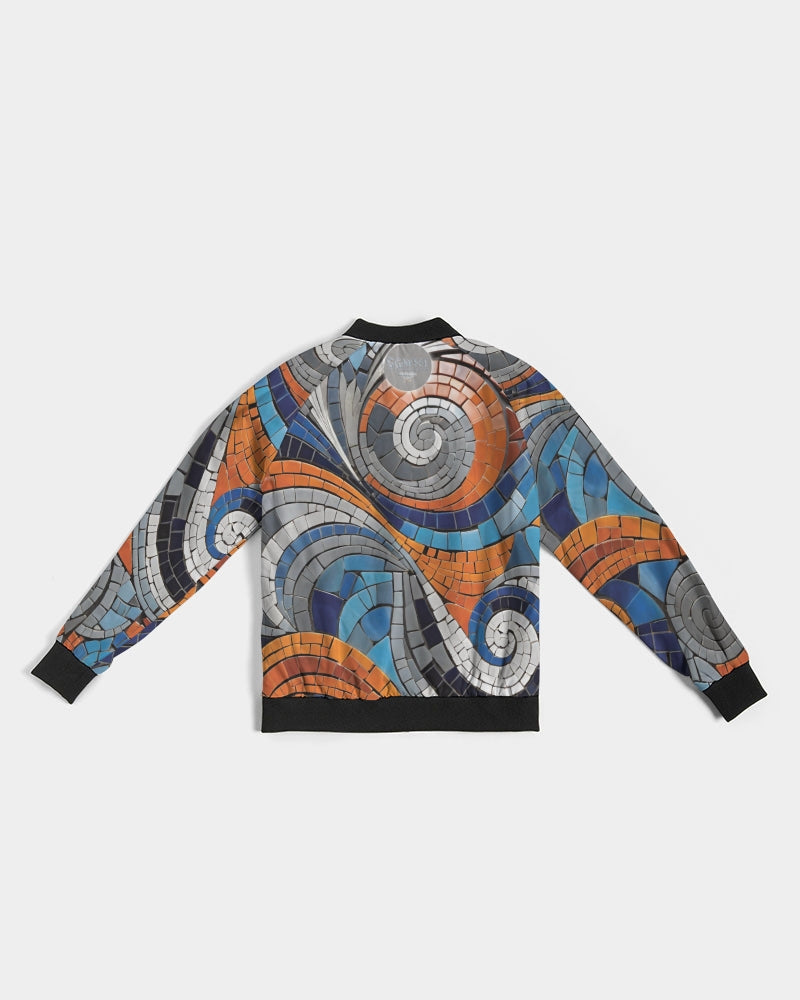 Beautiful Mosaic White Sister Women's All-Over Print Bomber Jacket