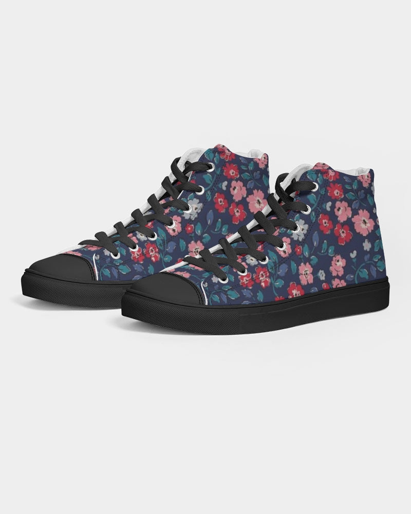 Midnight blue pretty glance. Women's Hightop Canvas Shoe - Black