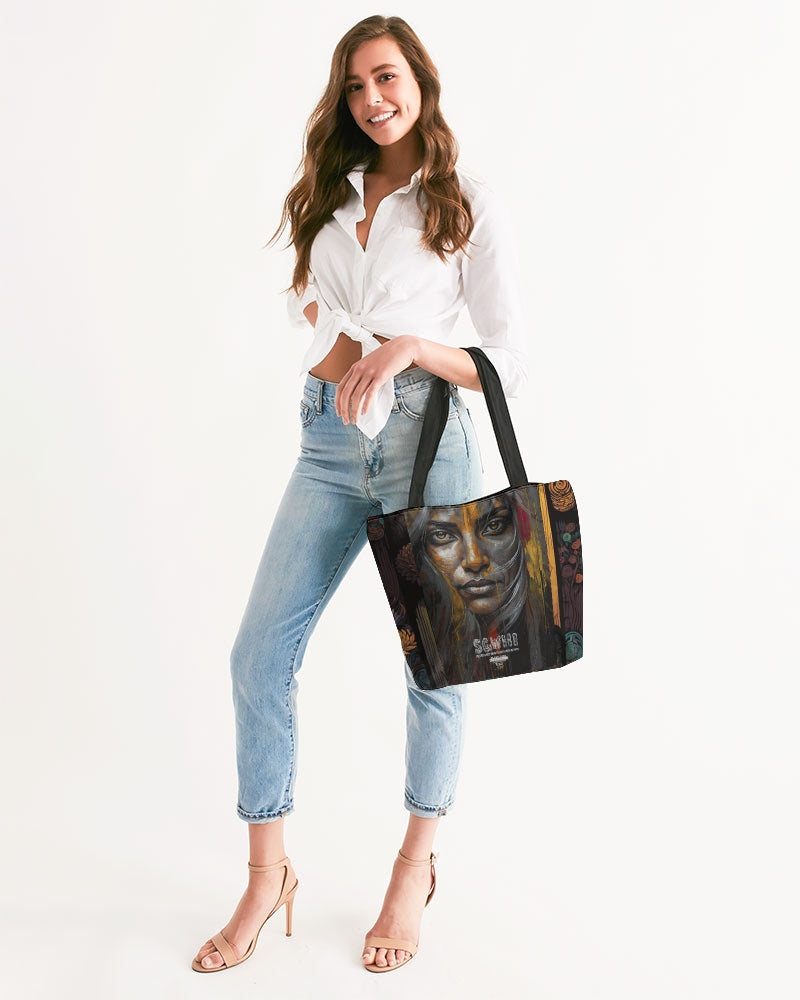 South Asian silver grey white hair sisters portrait Canvas Zip Tote