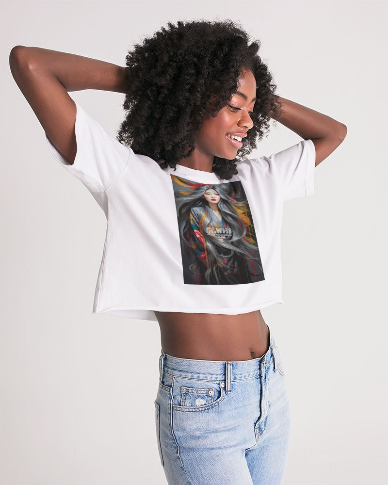 This is part three of a three part collection Women's All-Over Print Lounge Cropped Tee
