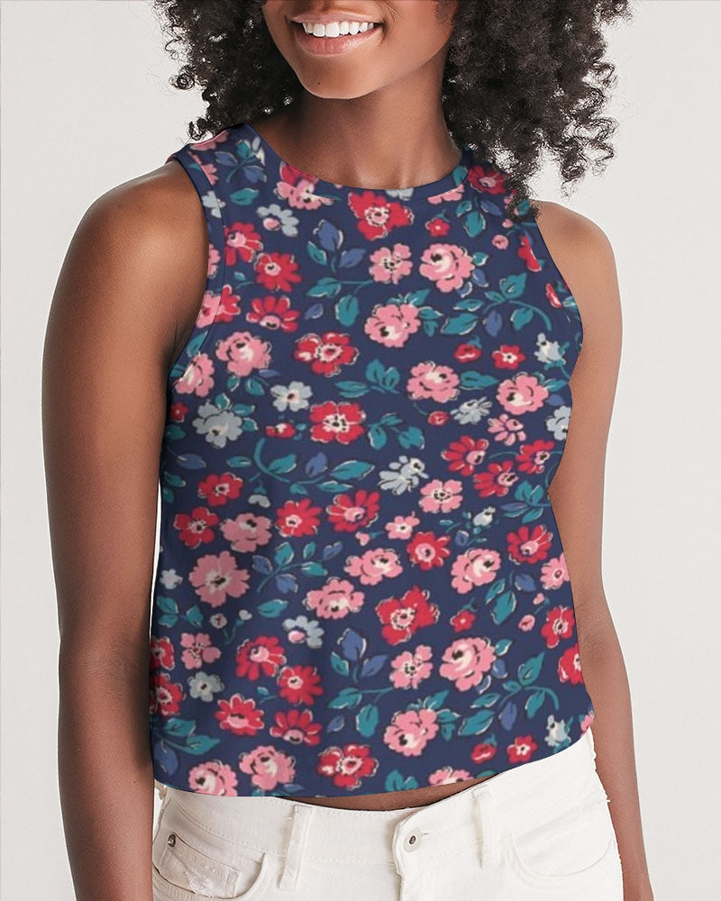 Midnight blue pretty glance. Women's All-Over Print Cropped Tank