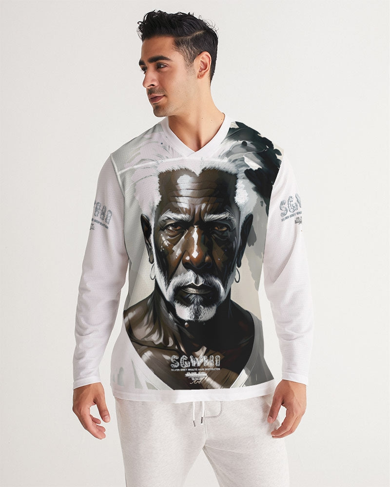 Black silver grey brother Men's All-Over Print Long Sleeve Sports Jersey