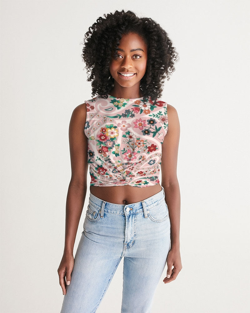 Pink abstract Pretty Sisters Women's All-Over Print Twist-Front Tank