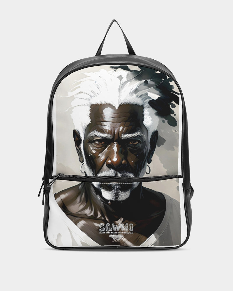 Black silver grey brother Classic Faux Leather Backpack