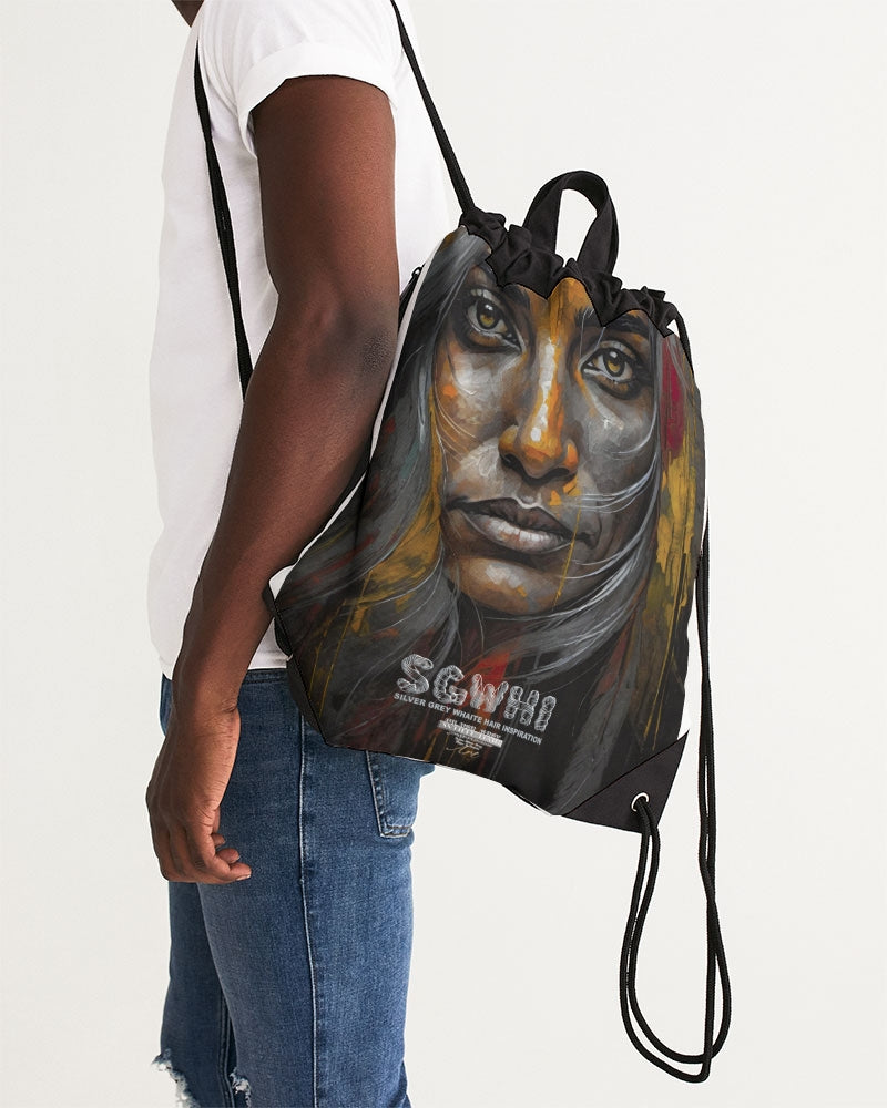 South Asian silver grey white hair sisters portrait Canvas Drawstring Bag