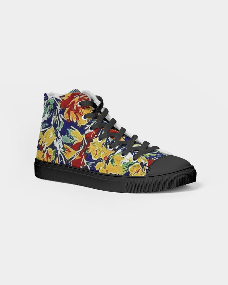 Painted floor design Women's Hightop Canvas Shoe - Black