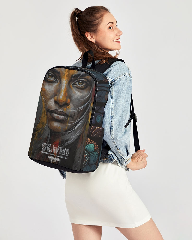 South Asian silver grey white hair sisters portrait Back To Basics School Backpack