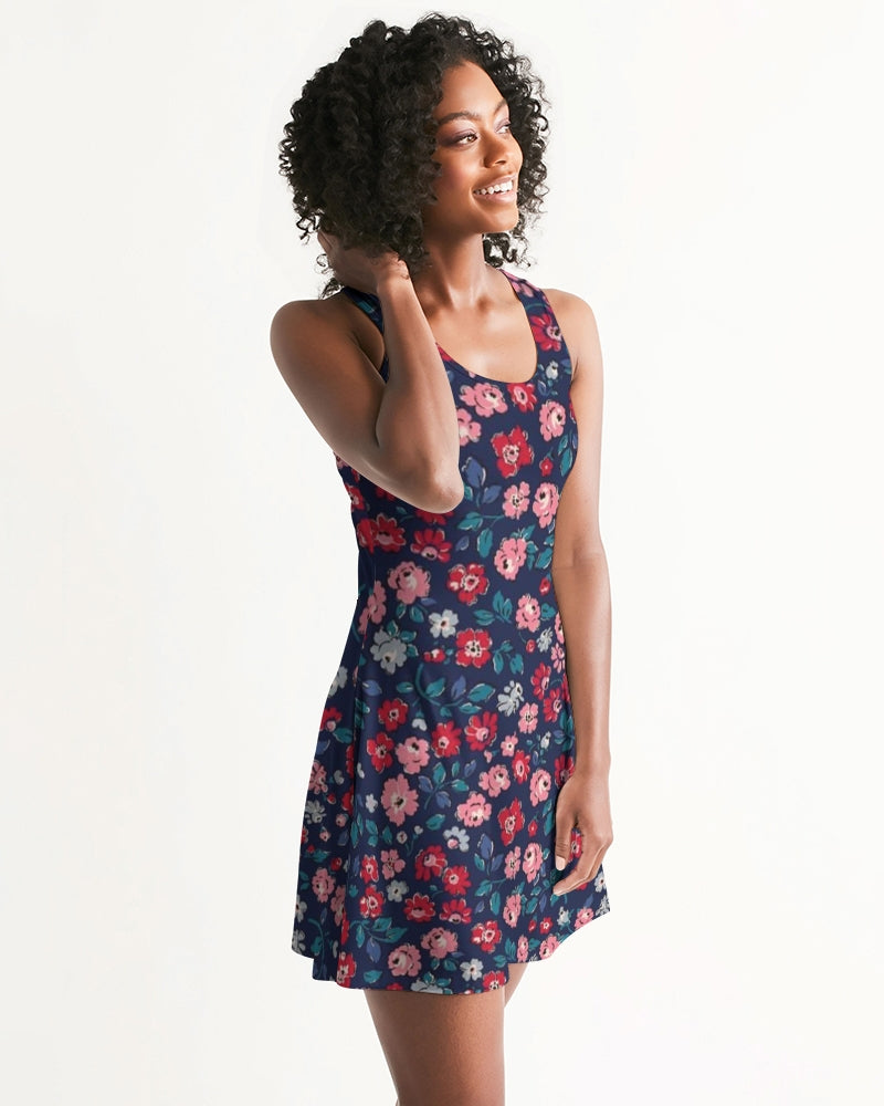Midnight blue pretty glance. Women's All-Over Print Racerback Dress