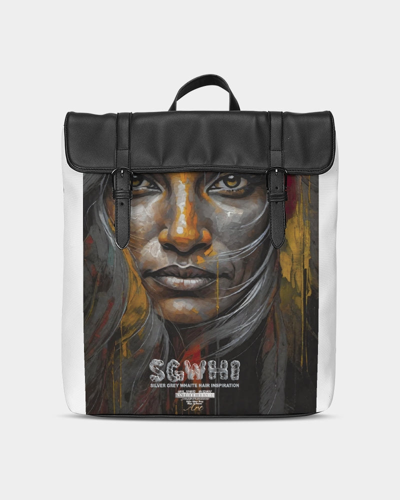 South Asian silver grey white hair sisters portrait Casual Flap Backpack