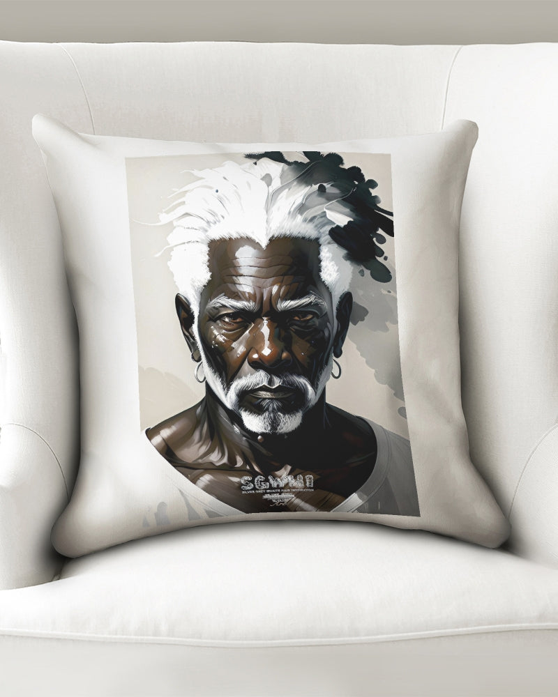 Black silver grey brother Throw Pillow Case 18"x18"