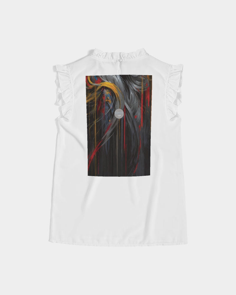 This is part three of a three part collection Women's All-Over Print Ruffle Sleeve Top