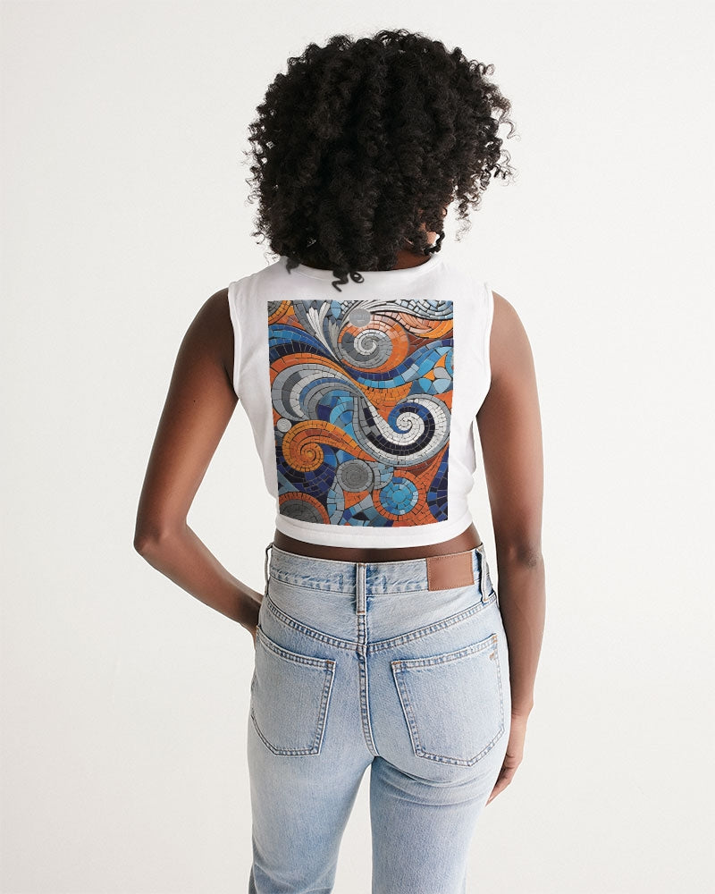 Beautiful Mosaic White Sister Women's All-Over Print Twist-Front Tank