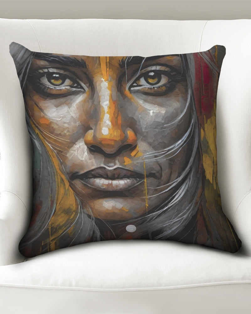 South Asian silver grey white hair sisters portrait Throw Pillow Case 20"x20"