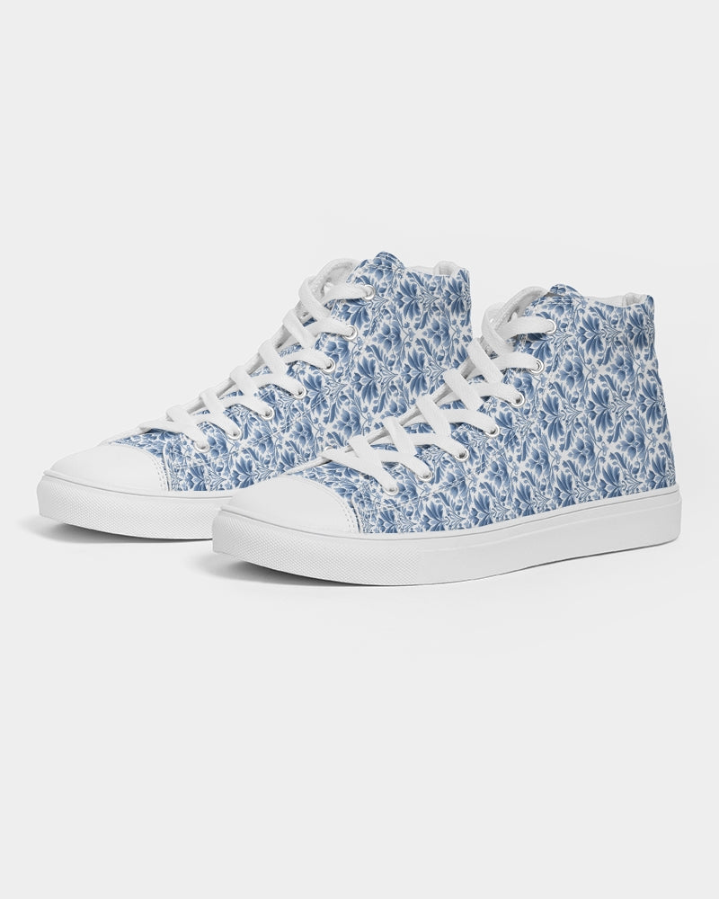 light blue Royal patten Men's Hightop Canvas Shoe
