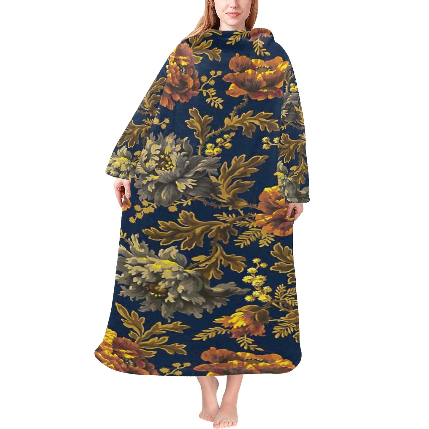 Blanket Robe with Sleeves for Adults