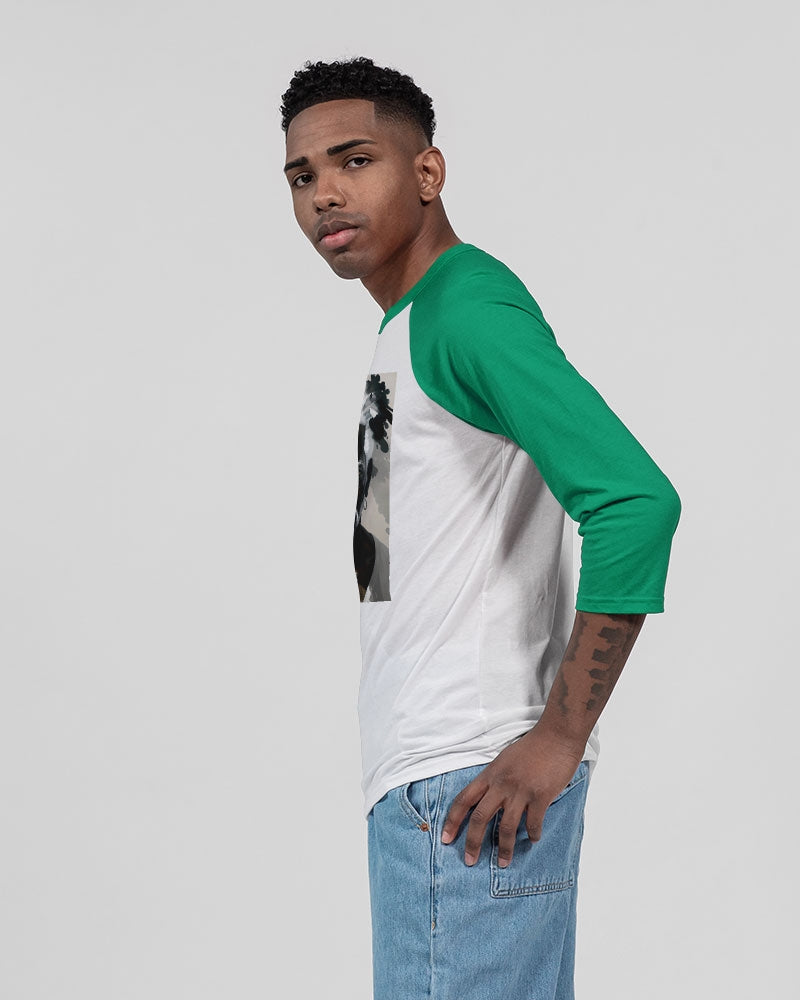 Black silver grey brother Unisex Three-Quarter Sleeve Baseball Tee | Bella + Canvas