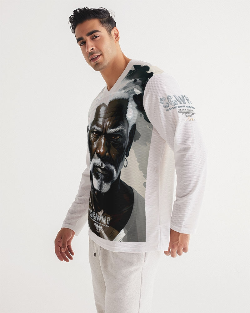Black silver grey brother Men's All-Over Print Long Sleeve Sports Jersey