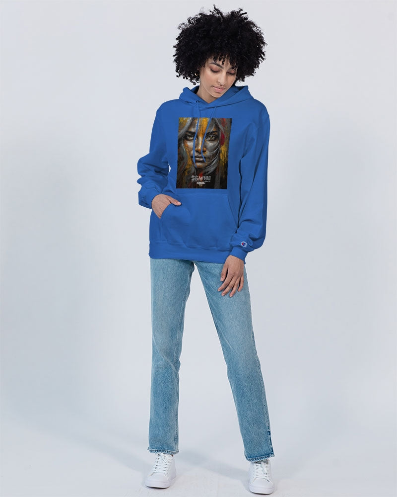 South Asian silver grey white hair sisters portrait Unisex Hoodie | Champion