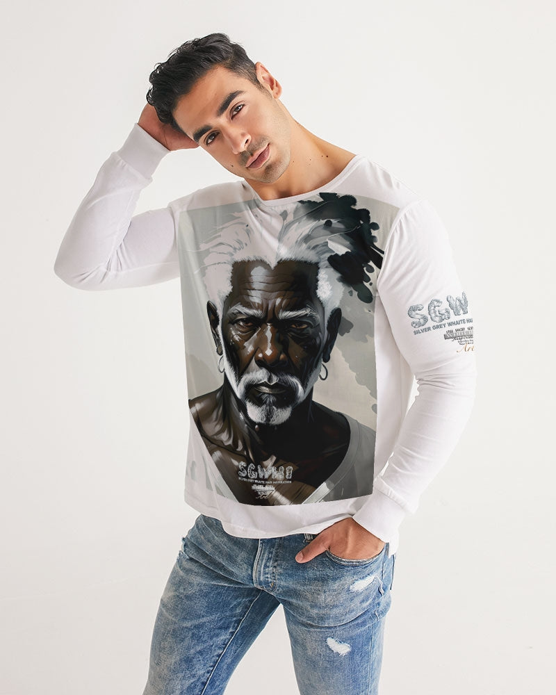 Black silver grey brother Men's All-Over Print Long Sleeve Tee