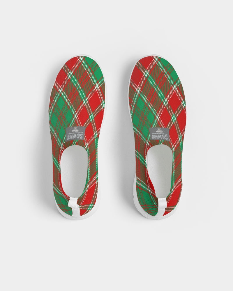 Red & Green cross pattern Men's Slip-On Flyknit Shoe