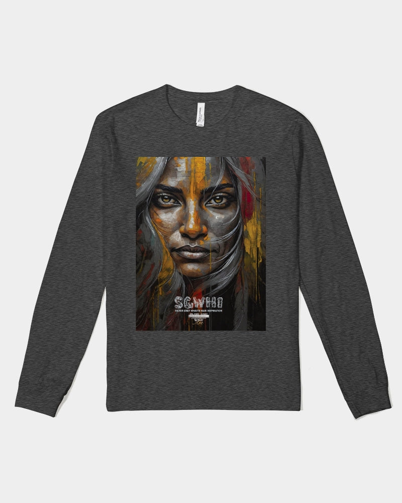 South Asian silver grey white hair sisters portrait Unisex Jersey Long Sleeve Tee | Bella + Canvas