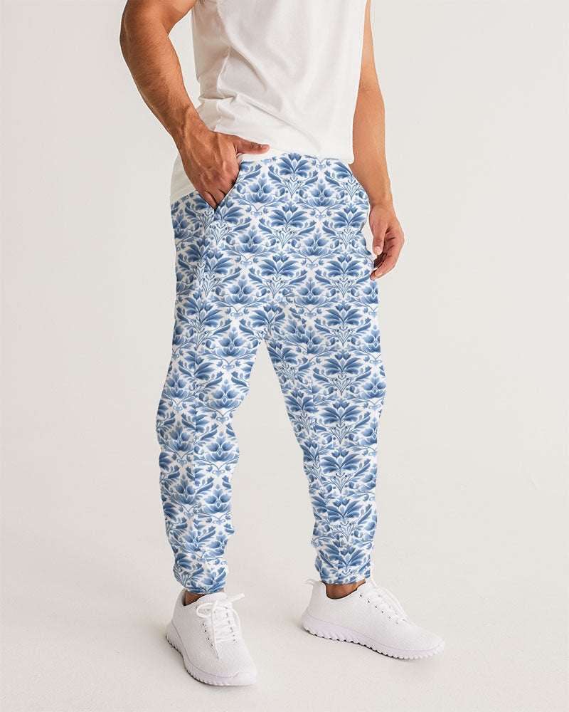 light blue Royal patten Men's All-Over Print Track Pants
