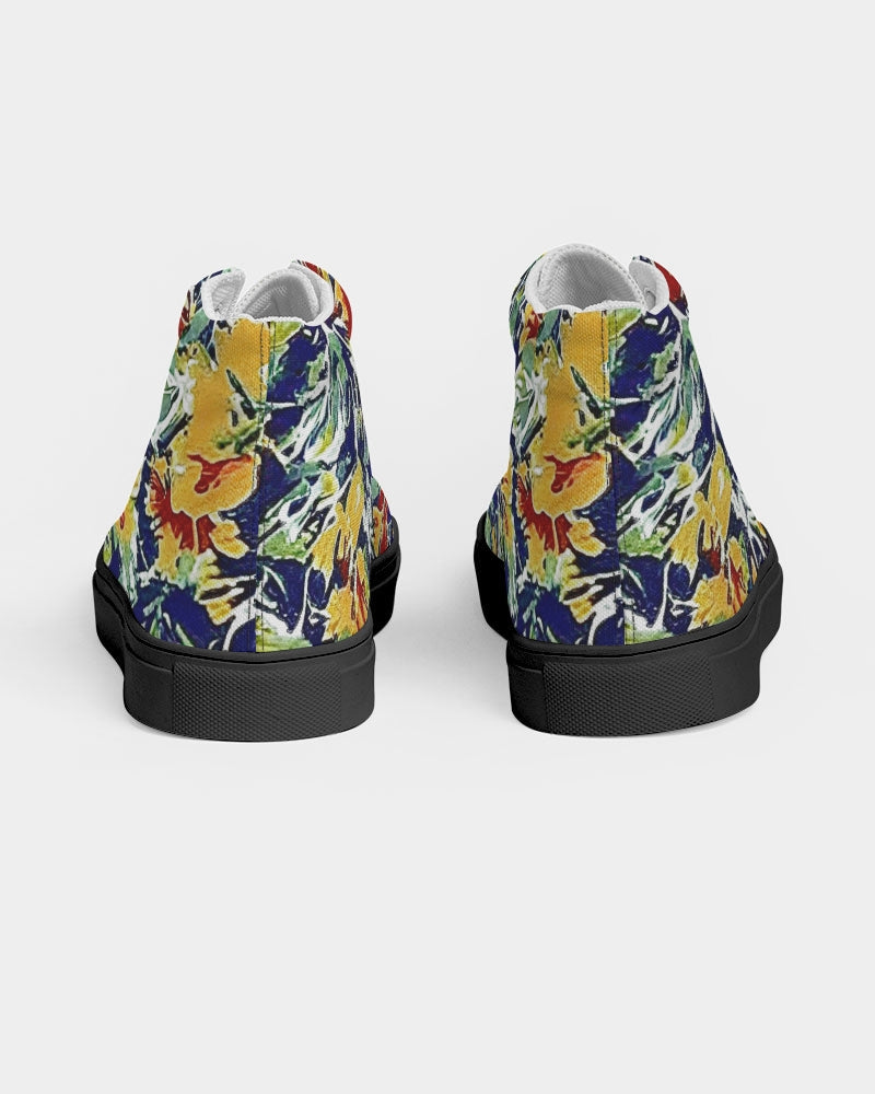 Painted floor design Women's Hightop Canvas Shoe - Black
