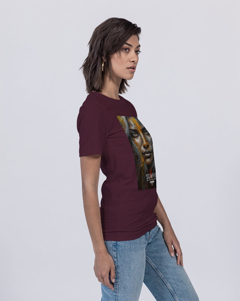 South Asian silver grey white hair sisters portrait Unisex Jersey Tee | Bella + Canvas
