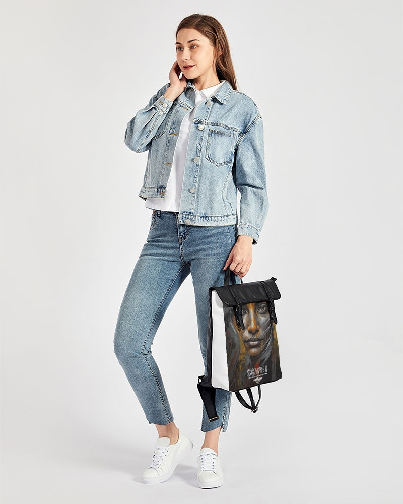 South Asian silver grey white hair sisters portrait Casual Flap Backpack