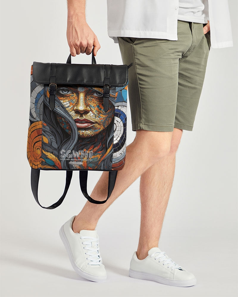 Beautiful Mosaic White Sister Casual Flap Backpack